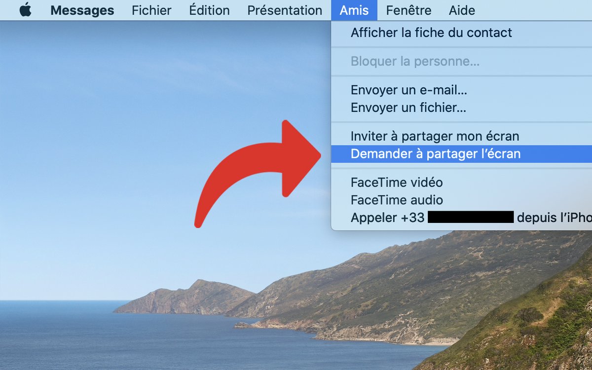 Partage écran iMessage macOS