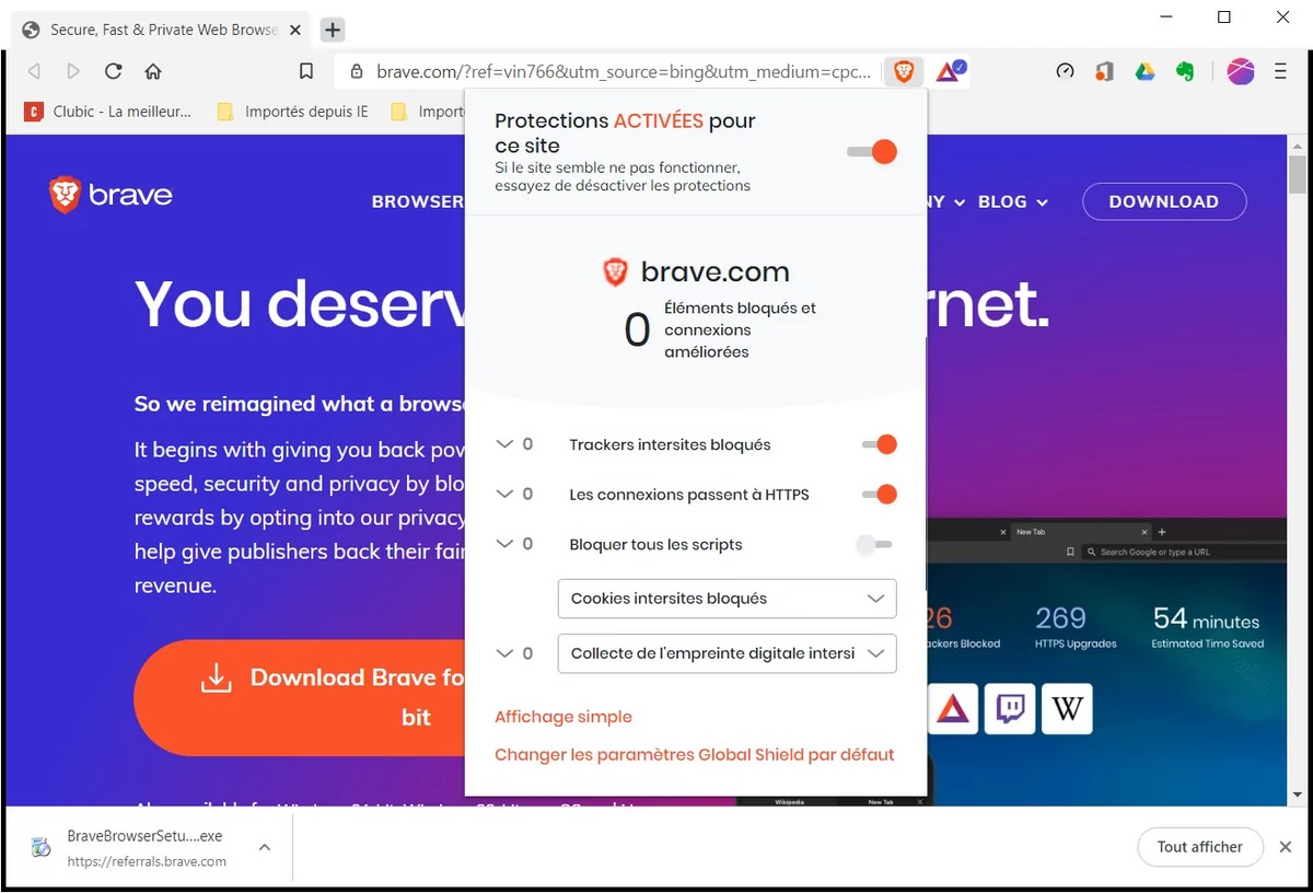 securiser brave