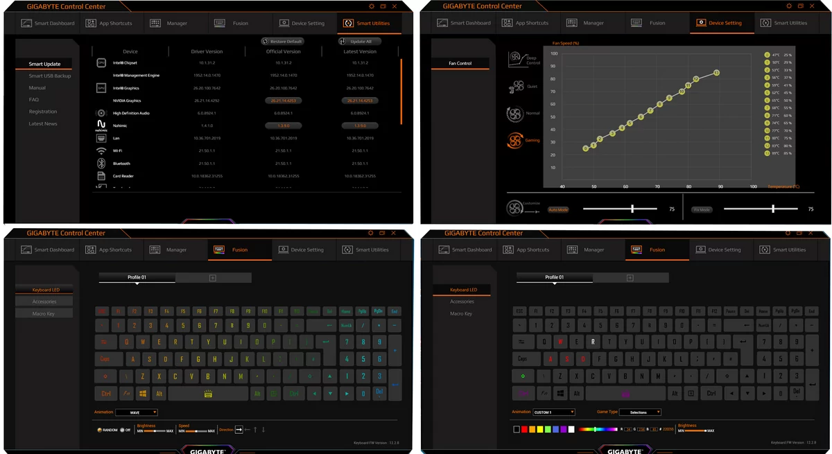 Gigabyte Aero 17 control center