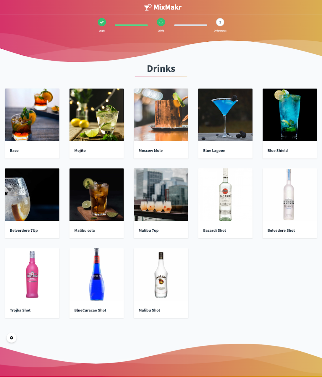 interface web MixMakr © MixMakr