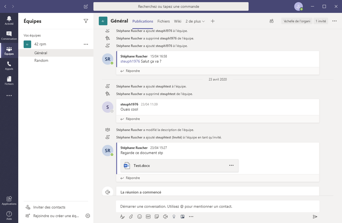 Microsoft Teams Accueil