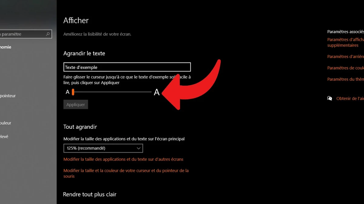 Windows 10 agrandir police