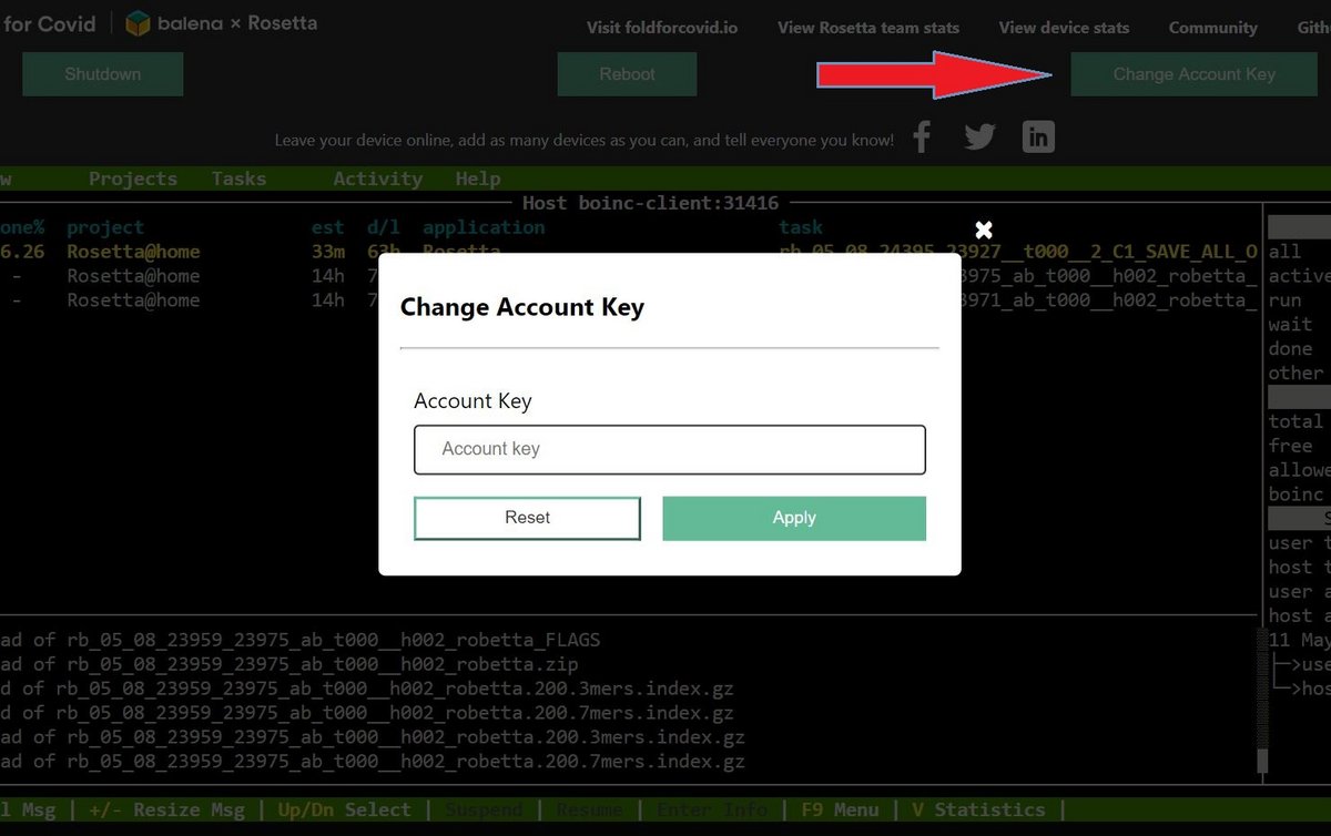 Rosetta@Home - change account key
