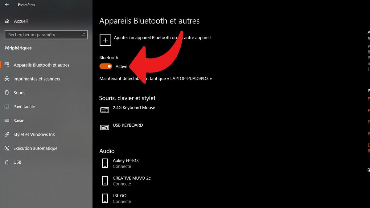 Windows 10 activer bluetooth