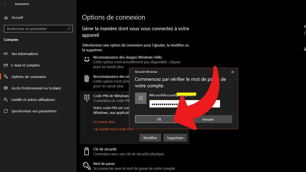 Windows 10 supprimer mot de passe