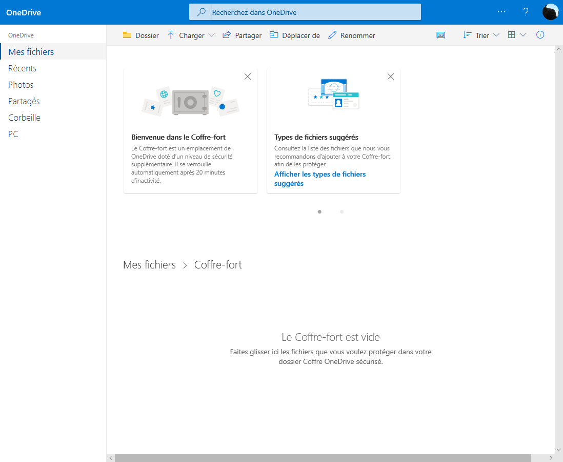 Windows 10 OneDrive coffre fort