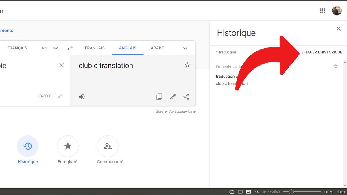 Google Traduction supprimer historique