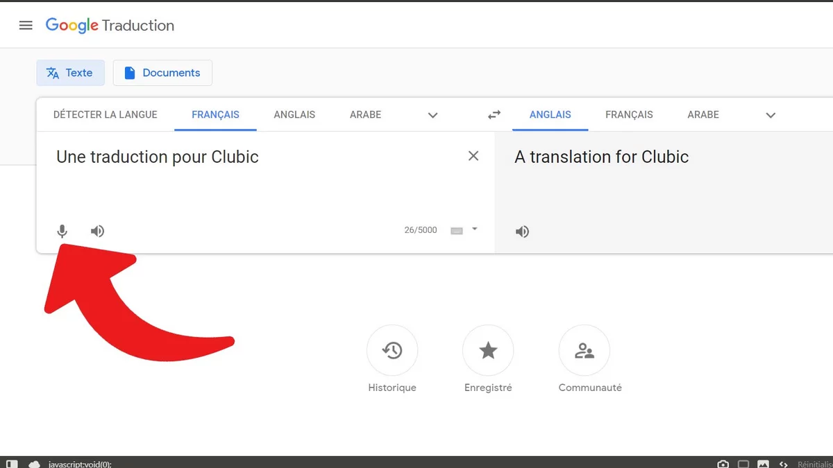 saisie vocale avec google traduction