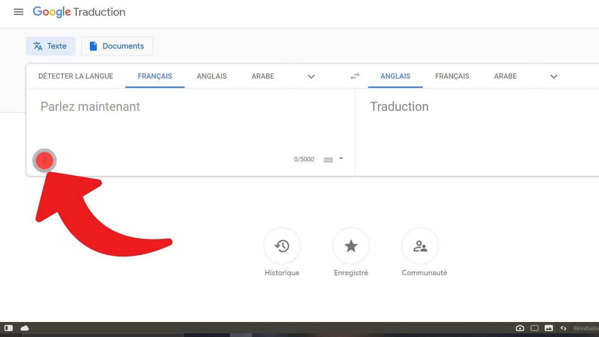 Google Traduction saisie vocale