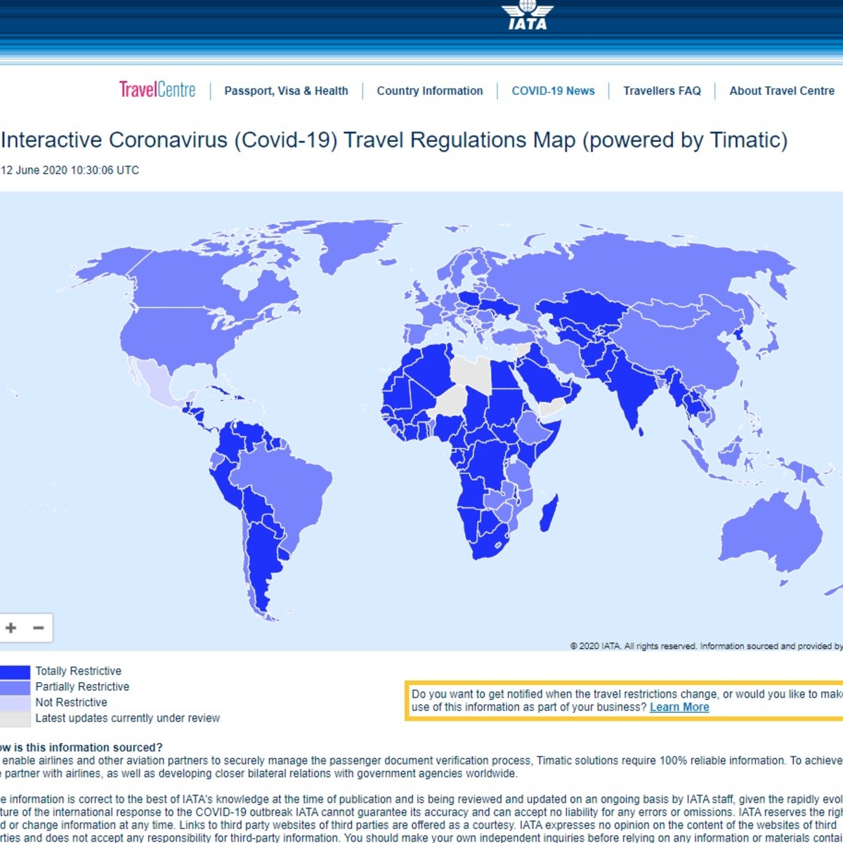 Une carte interactive pour connaître, en temps réel, les restrictions de voyage dues à la pandémie de COVID-19