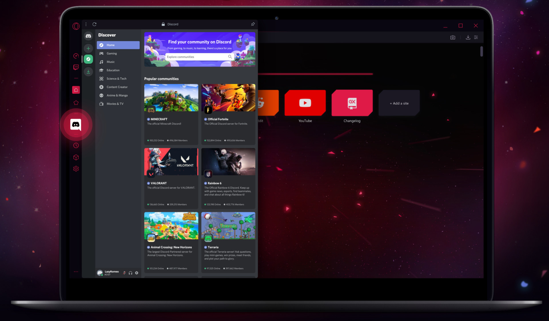 Opera GX, le navigateur gamer supporte maintenant nativement Discord