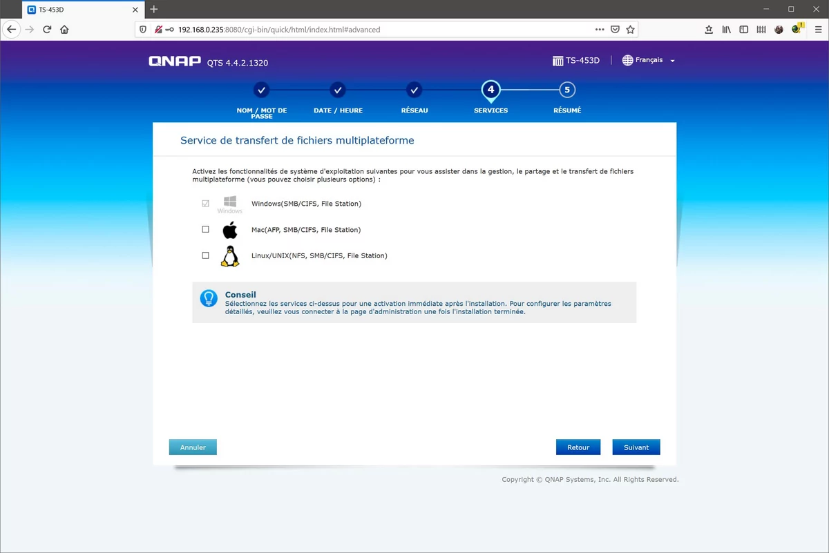 QNAP TS-453D-4G - Installation et configuration