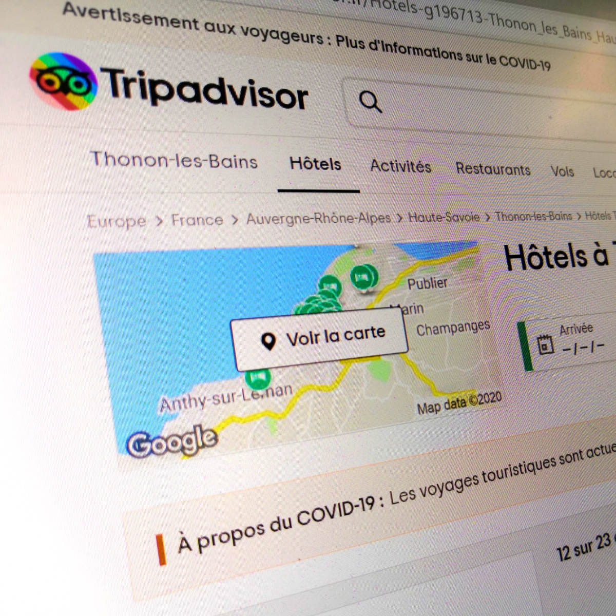 Quand TripAdvisor trolle les offres touristiques françaises en raison du coronavirus