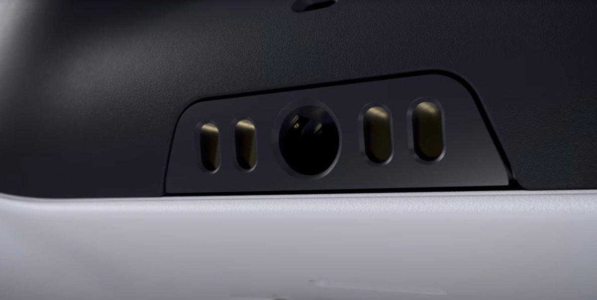 Le haut-parleur et la prise jack de la manette DualSense de la PS5. © Sony