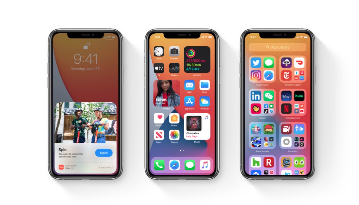 Le nouvel écran d&#039;accueil d&#039;iOS 14. © Apple