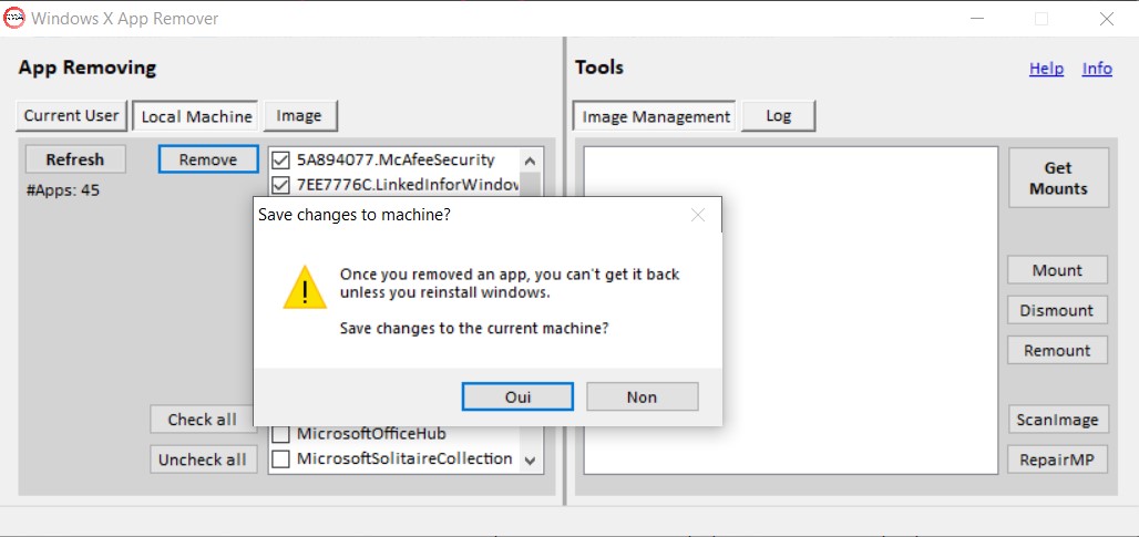 windows x app remover