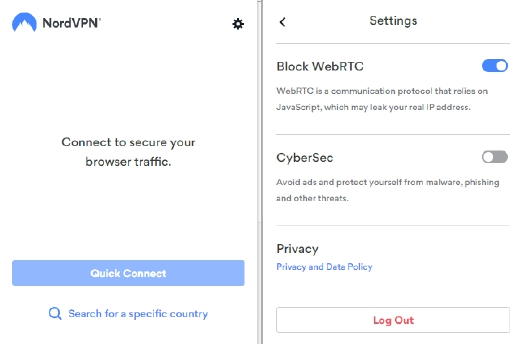 NordVPN Extension for Chrome © NordVPN
