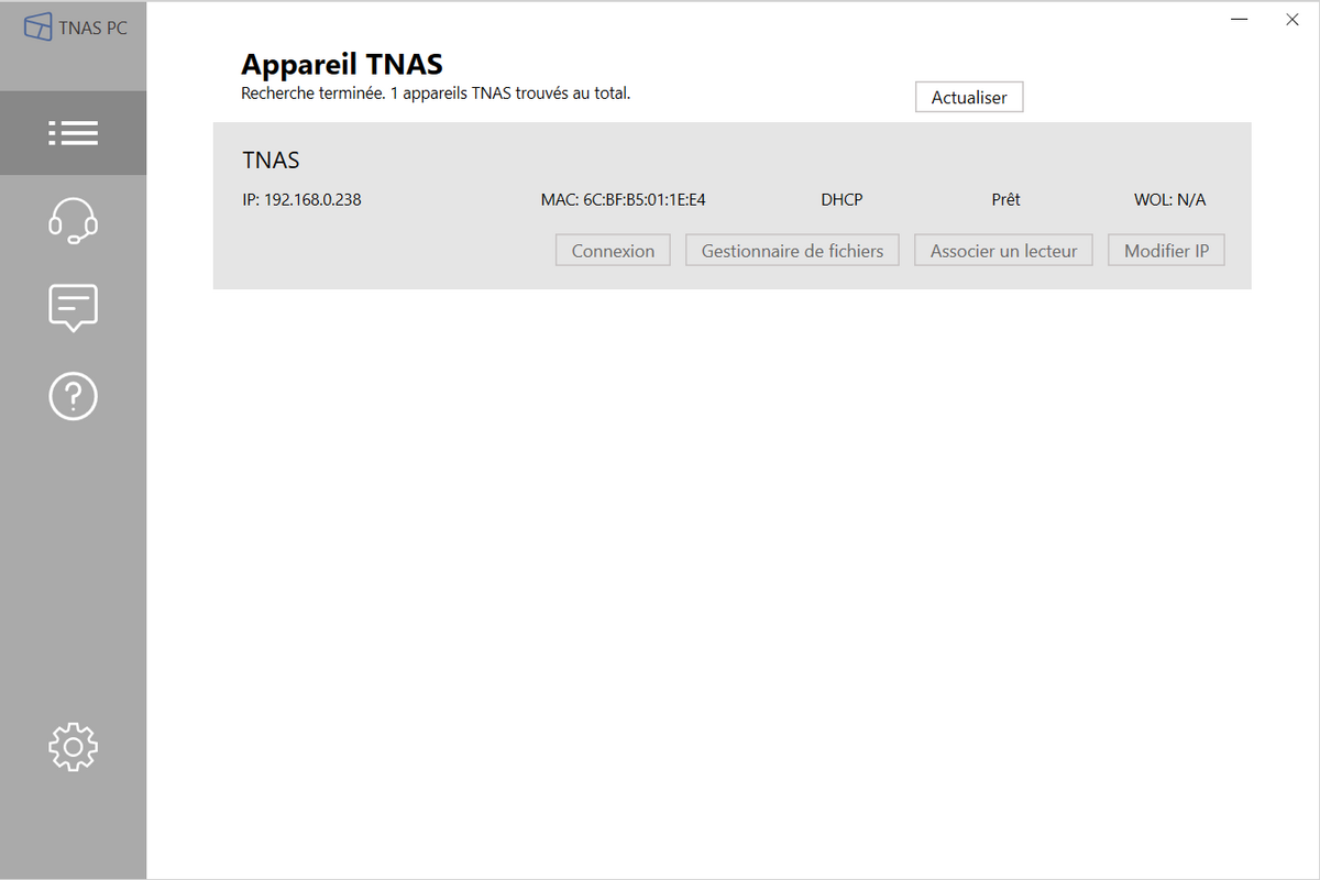 TNAS PC permet de retrouver aisément le NAS sur le réseau local