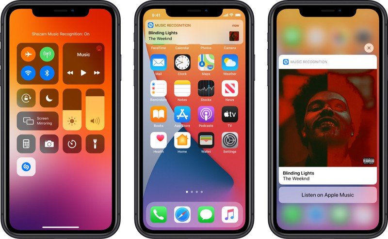 iOS 14.2 permettra d'utiliser Shazam depuis le panneau de contrôle