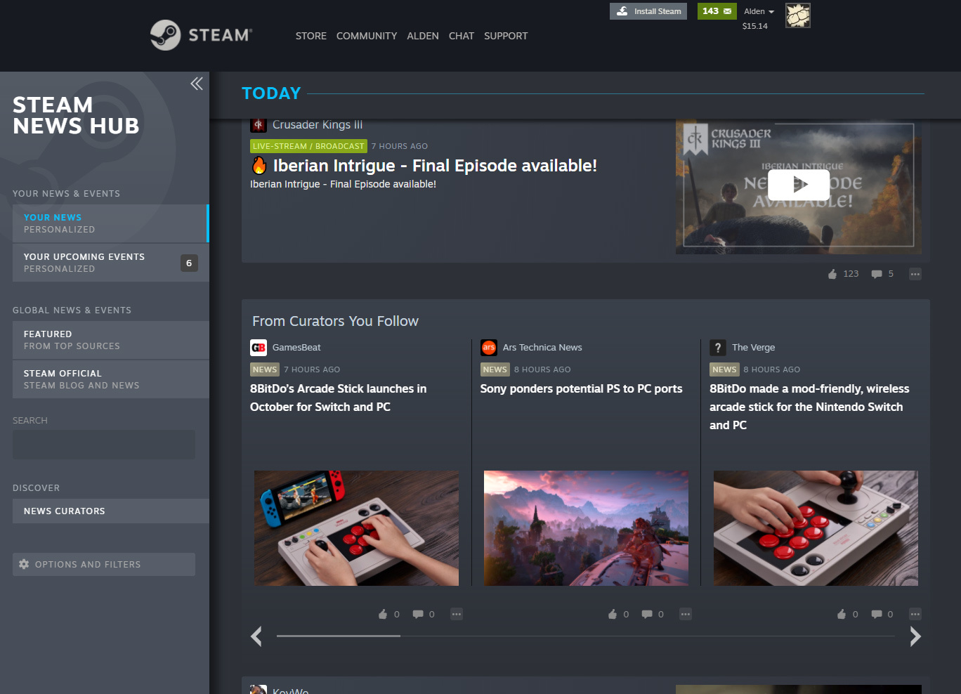 Le hub d'actualités Steam se dope aux news et sources externes