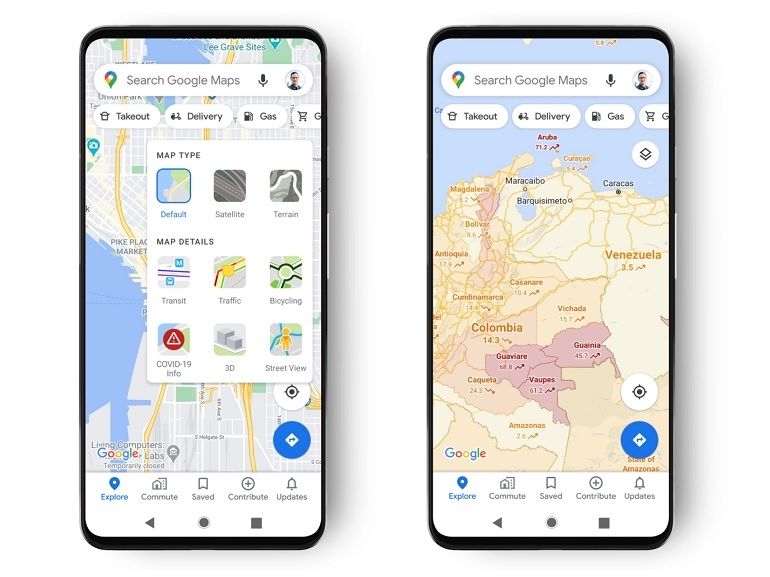 Google Maps Covid © Google
