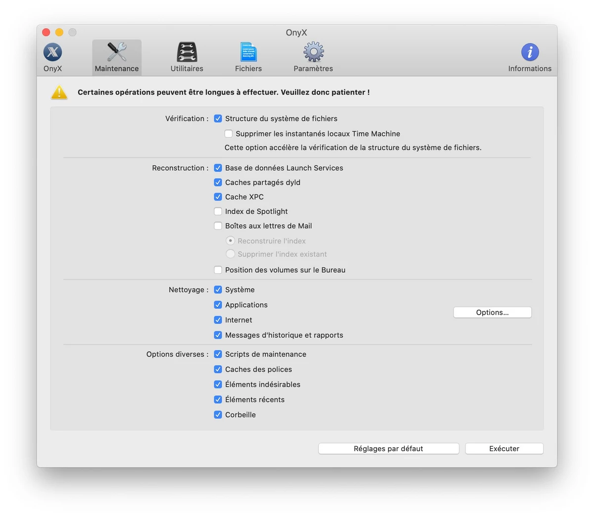 OnyX macOS Catalina © Stéphane Ruscher