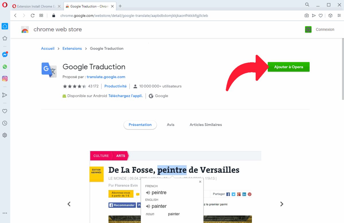 Extensions Chrome pour Opera