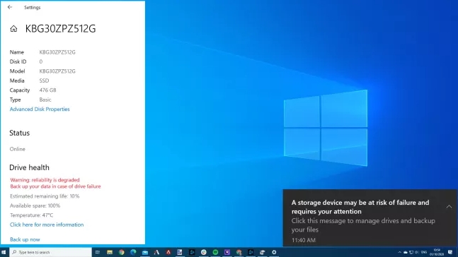 Windows 10 Stockage © Microsoft