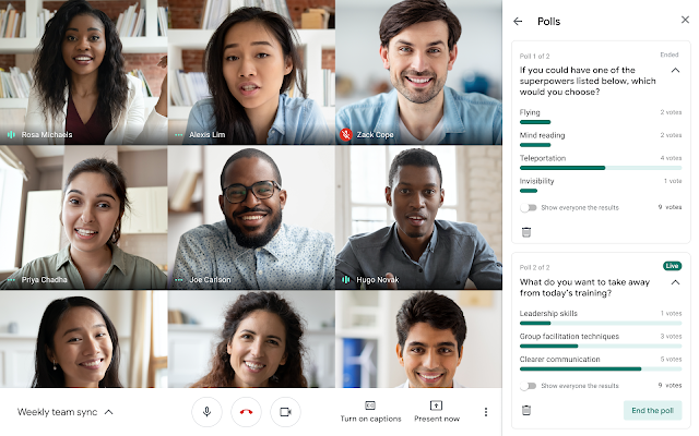 Les votes débarqueront dans Google Meet la semaine prochaine