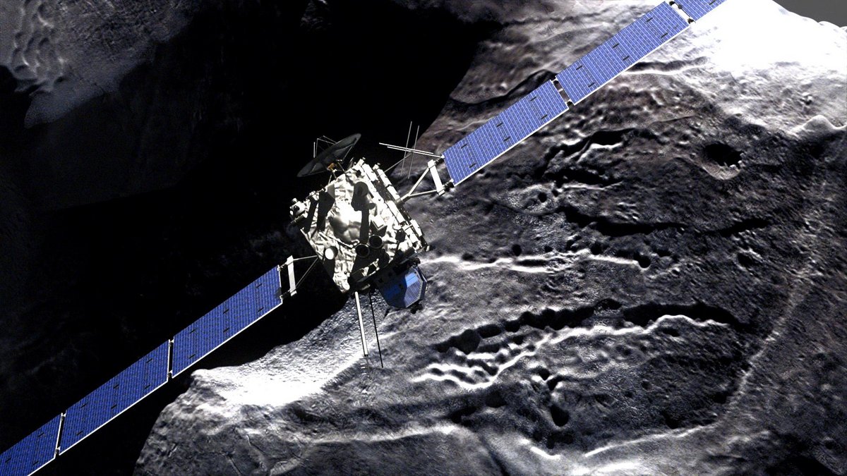 Vision d'artiste de la sonde Rosetta près de la comète Tchouri © FlickR / DLR German Aerospace Center