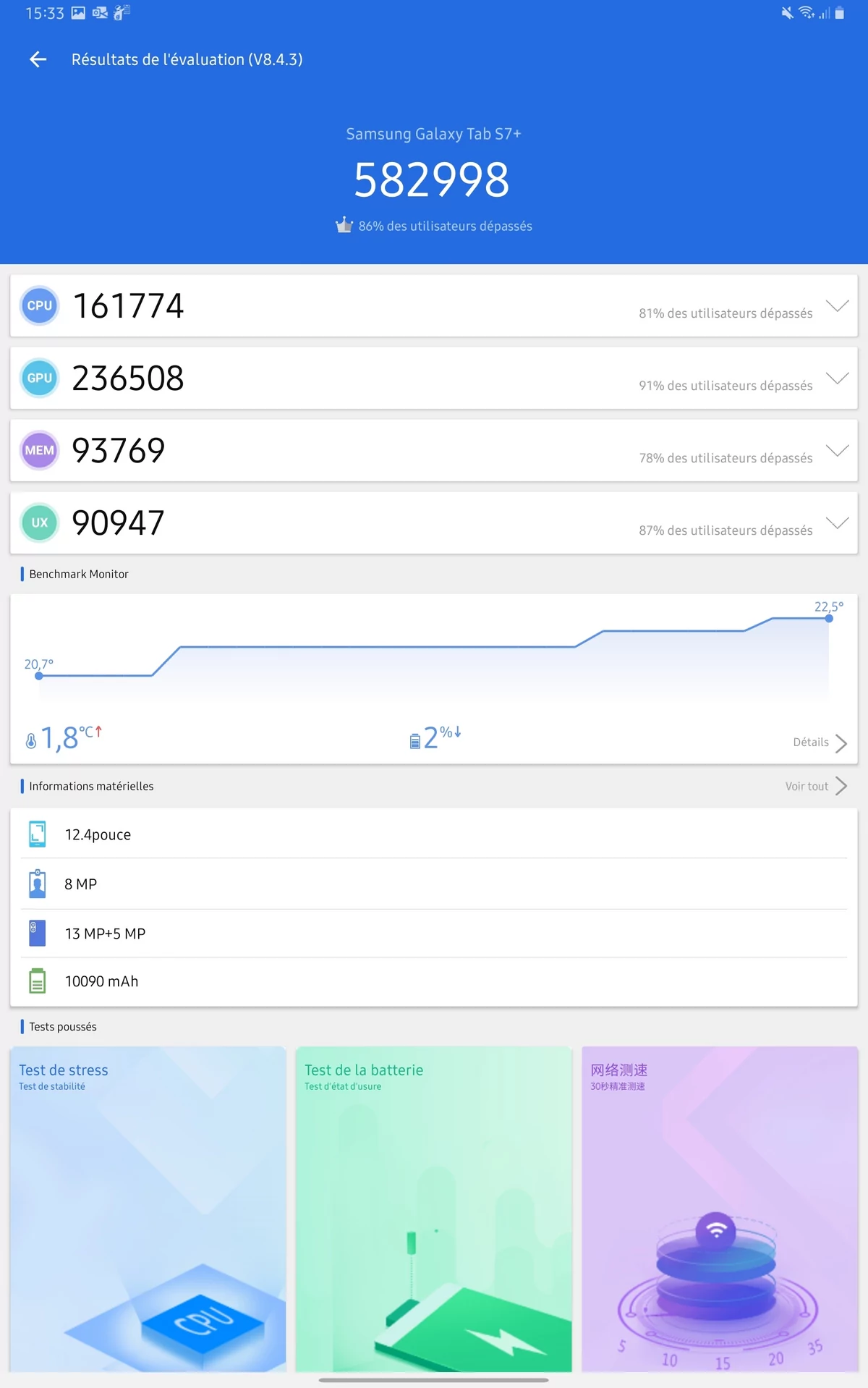 Galaxy Tab S7+ bench 1 © Clubic - Marc Mitrani