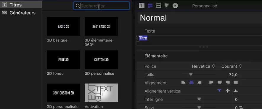 FCPX Texte © Apple