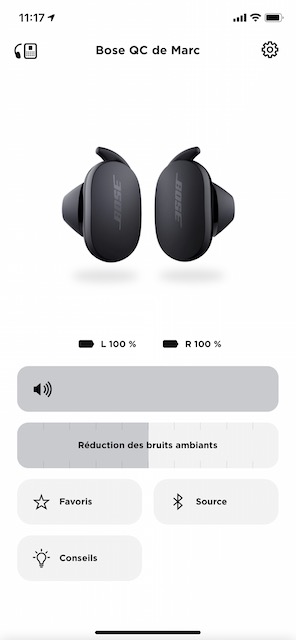 Bose QC Earbuds - interface 1 © Clubic - MM