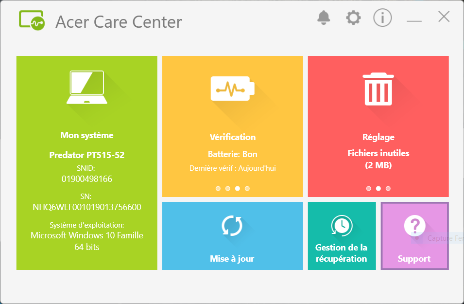 Acer Care Center est clairement pensé pour l&#039;utilisateur lambda © Nerces pour Clubic