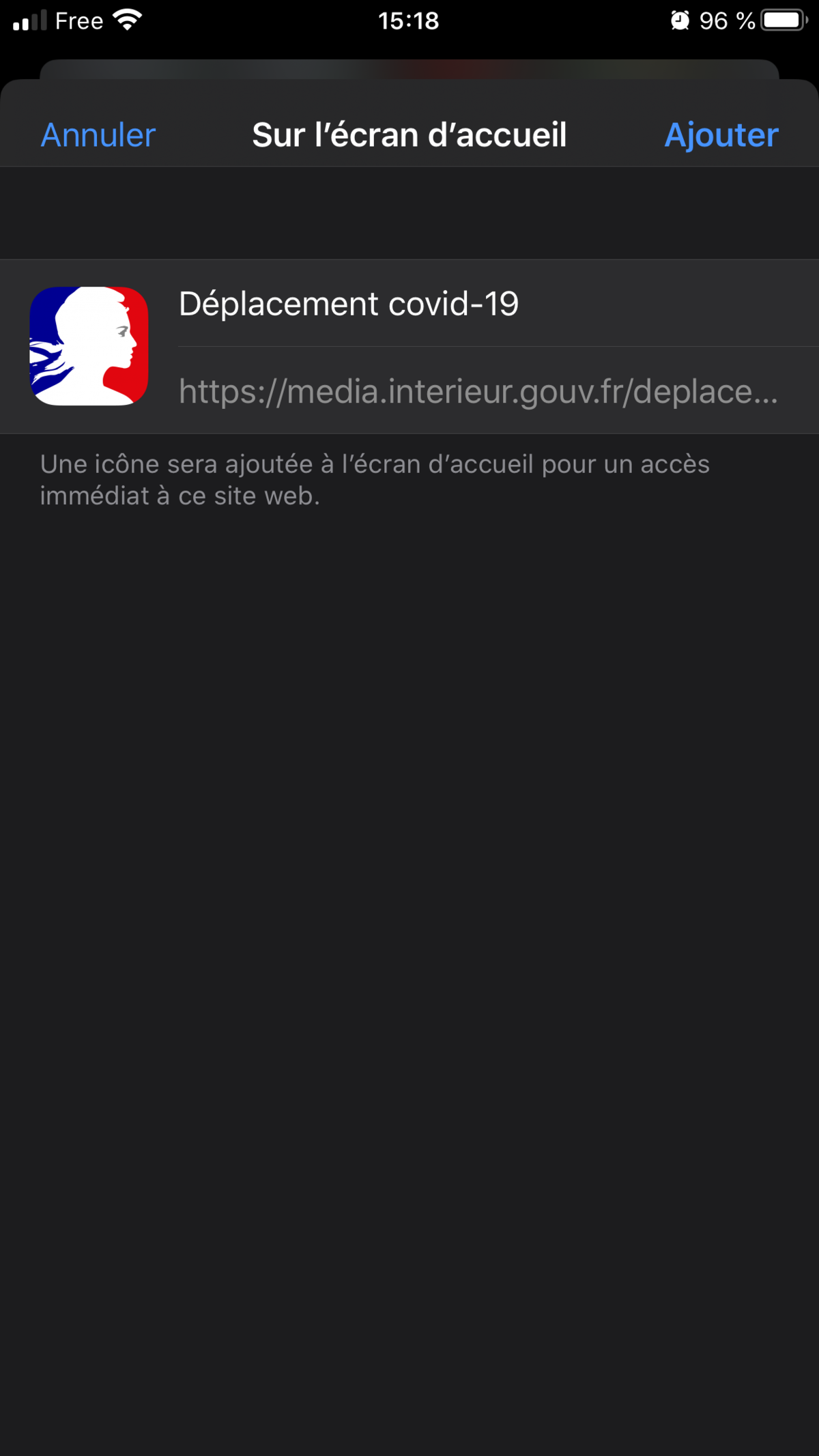 Raccourci Attestation iOS