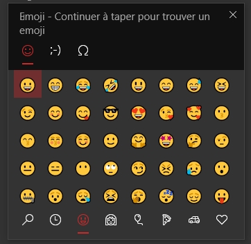 Emojis W10 © Capture d'écran
