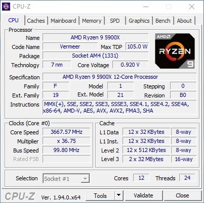 AMD Ryzen 9 5900X processeur 3,7 GHz 64 Mo L3 Boîte