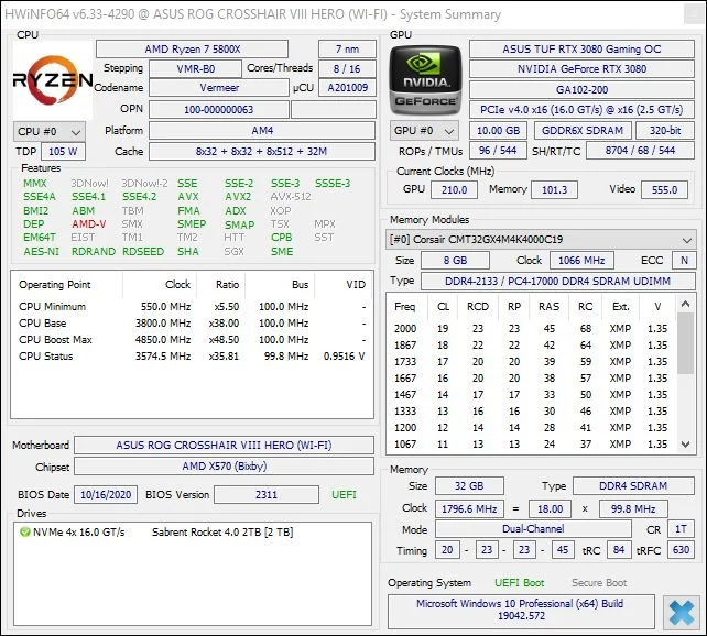 AMD Ryzen 7 5800X - HWInfo © Nerces