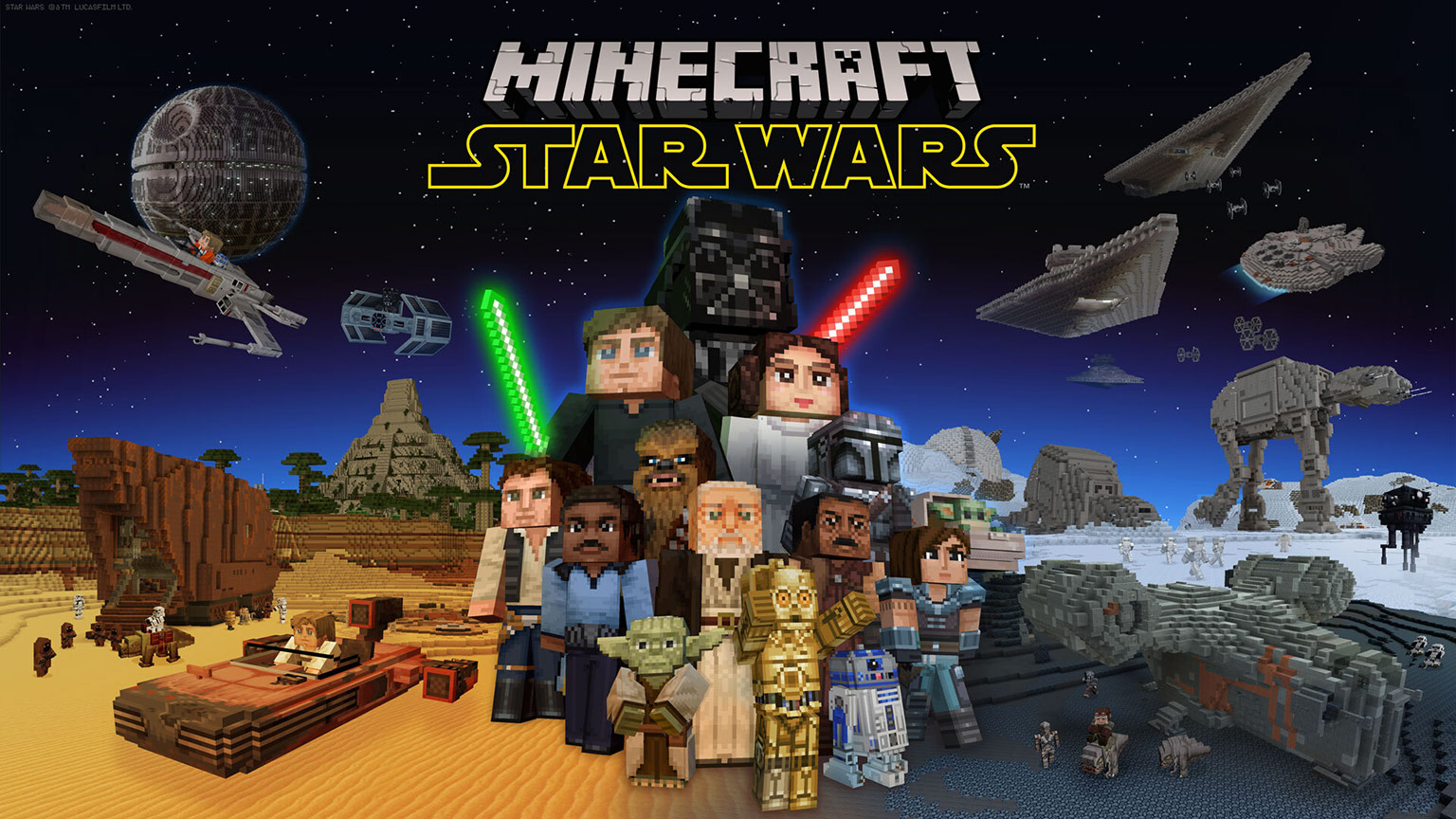 Minecraft contre-attaque : un DLC Star Wars avec skins, sons et véhicules pilotables