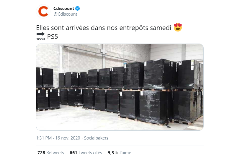 Cdiscount annonce fièrement l'arrivée de nouvelles PS5.