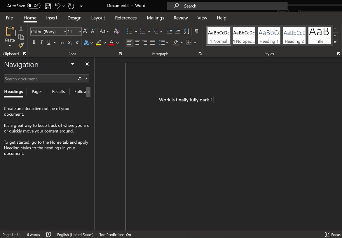 Microsoft Word : bientôt un mode sombre encore plus sombre