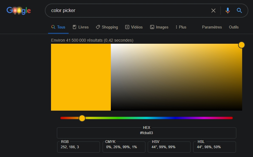 Google Color Picker © Capture d'écran
