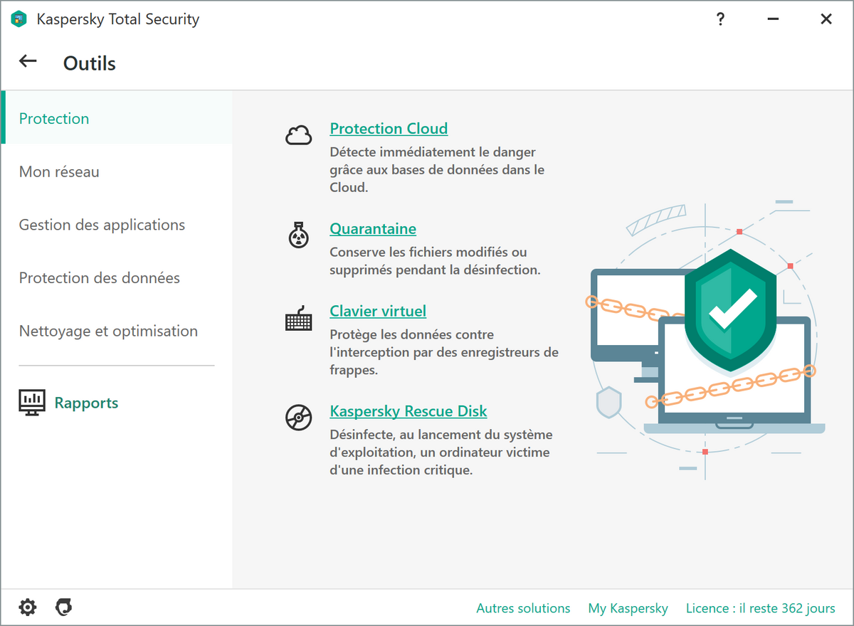 Kaspersky Total Security - Les outils de protection