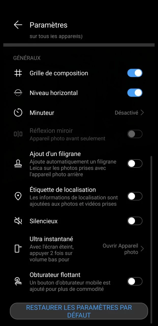Comparo Mate 40 Pro (interface) © © Pierre Crochart pour Clubic