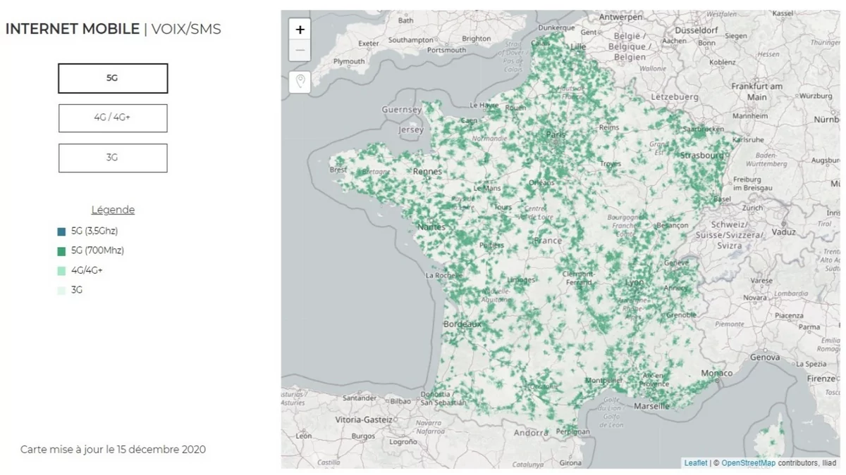 carte couverture 5G Free © Free