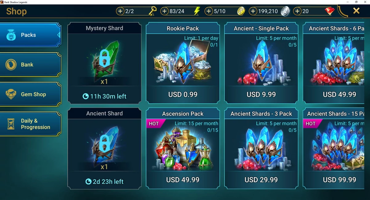 Raid Shadow Legends Shop