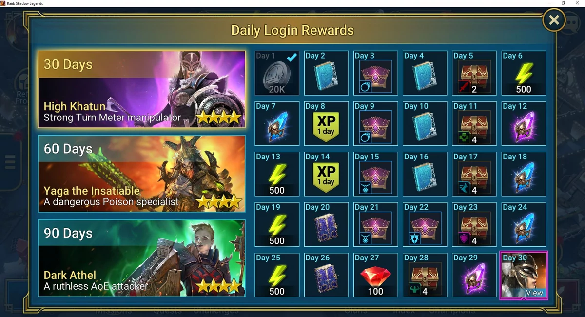 Raid Shadow Legends Connexion Journalière