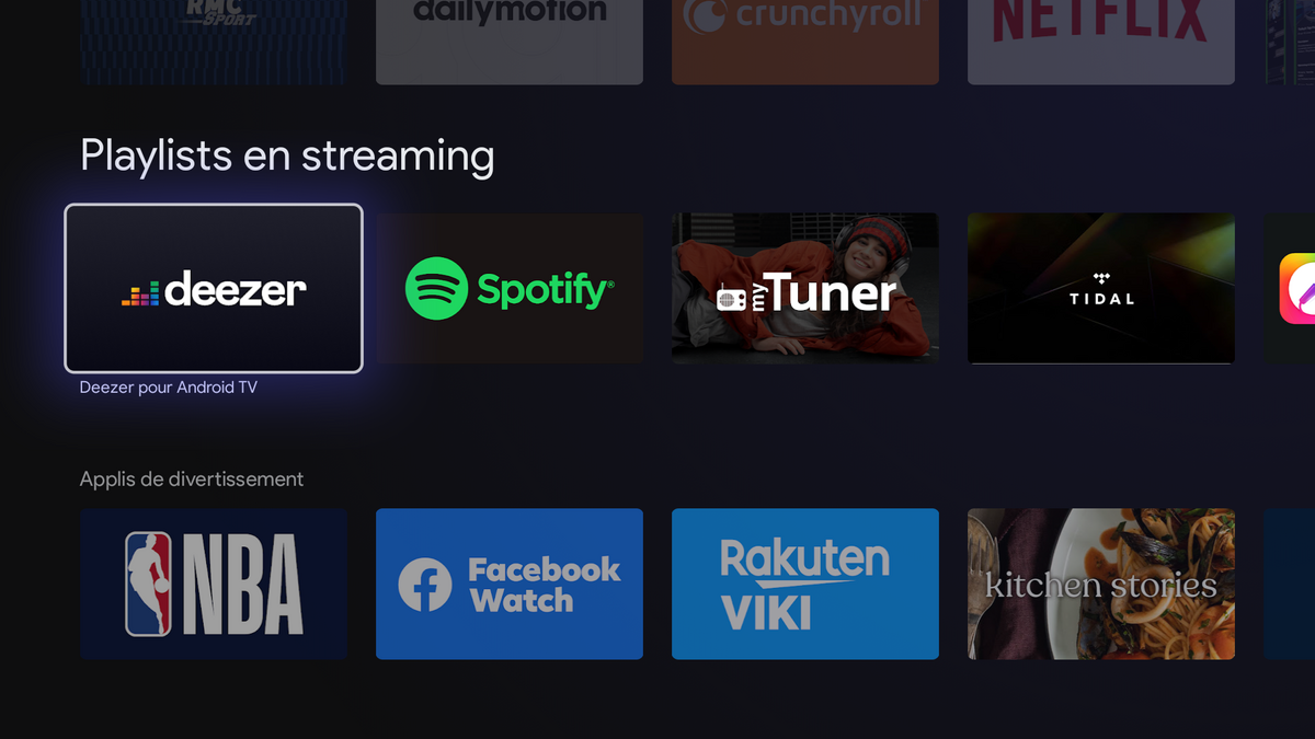 Application Spotify sur Android TV