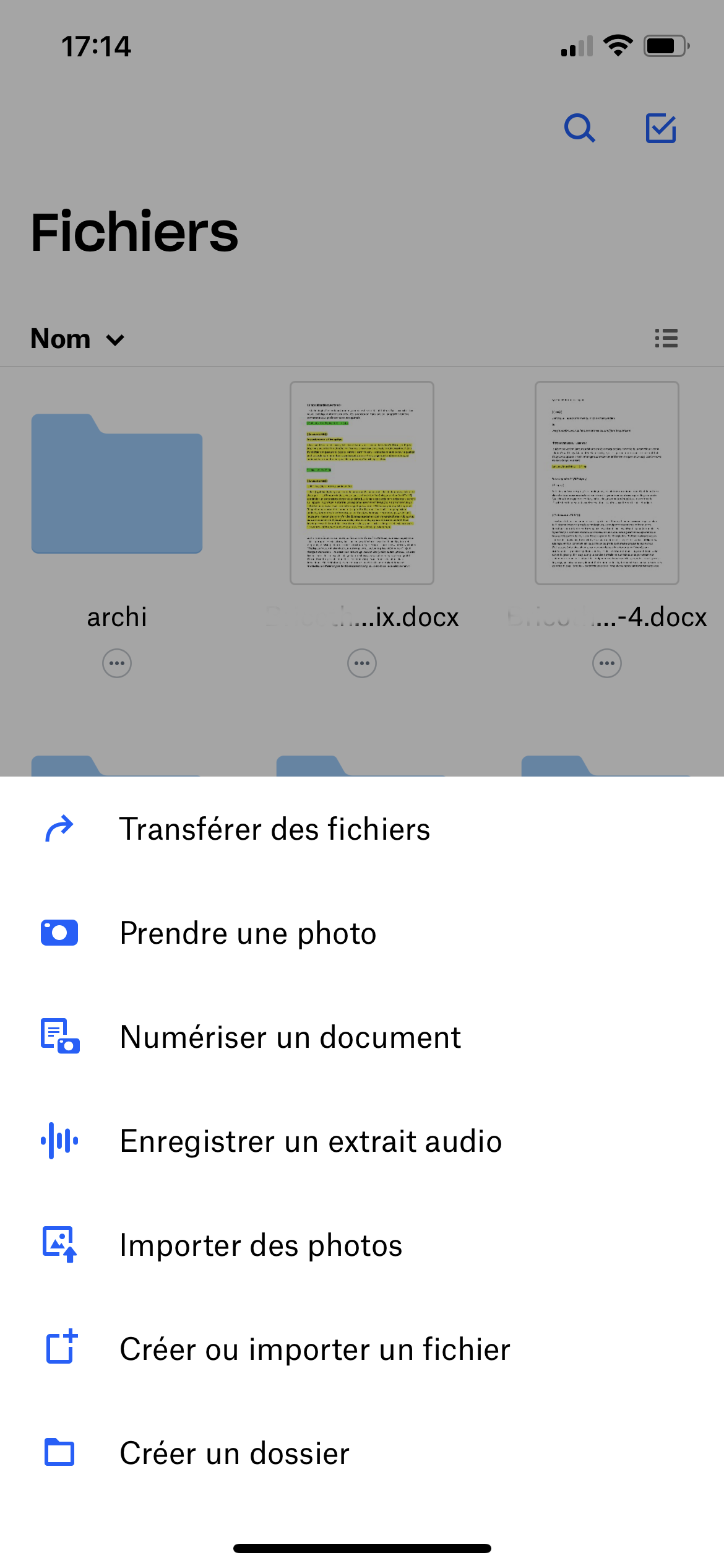 Dropbox - Fichiers Interface iOS