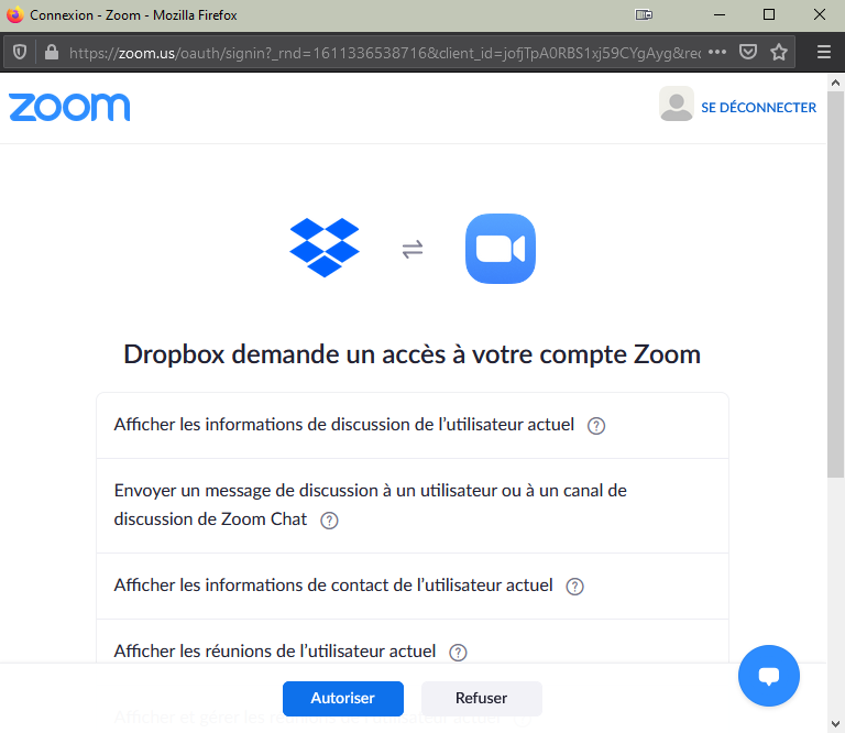 Dropbox - Compatibilité Zoom